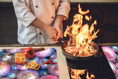 UNIQUE Tempered GLASS Kitchen Board – Impact & Scratch Resistant Cooktop cover – SINGLE: 80 x 52 cm; DOUBLE: 40 x 52 cm; DD39 Colourful Variety Series: Shiny pearls 1