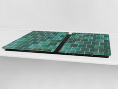 GIGANTIC CUTTING BOARD and Cooktop Cover - Glass Kitchen Board DD35 Textures and tiles 1 Series: Green vintage ceramic tiles 1