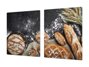 Riesig Mehrfunktional Hartglas Gehärtetes - Abdeckplatte für Induktionskochfeld; Bread and flour series DD09: Fresh bread 10