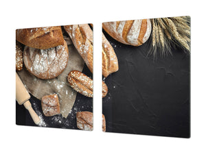 Riesig Mehrfunktional Hartglas Gehärtetes - Abdeckplatte für Induktionskochfeld; Bread and flour series DD09: Fresh bread 11