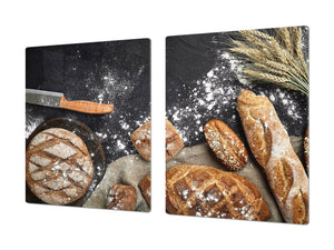 HUGE TEMPERED GLASS CHOPPING BOARD – Bread and flour series DD09 Fresh bread 12
