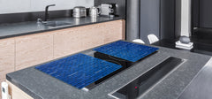 GIGANTIC CUTTING BOARD and Cooktop Cover - Glass Kitchen Board DD35 Textures and tiles 1 Series: Blue brick background