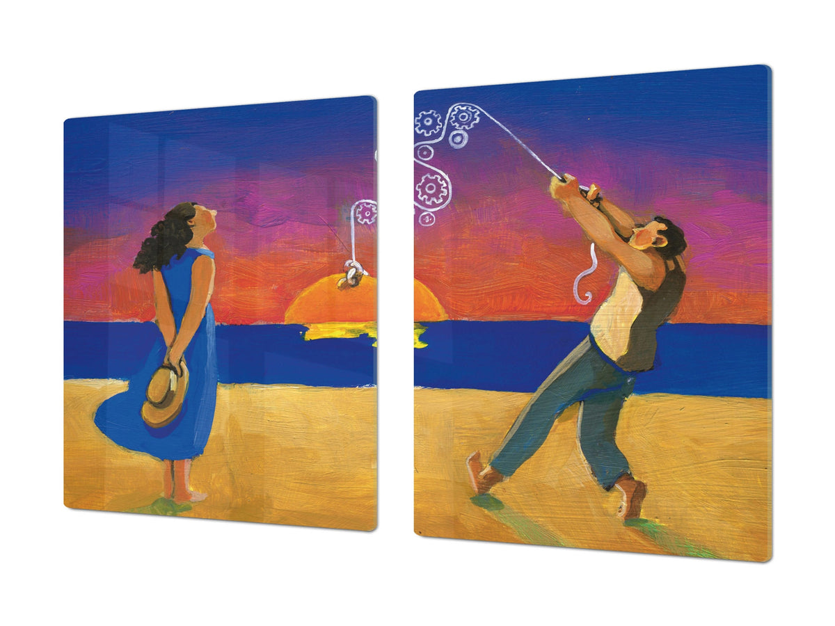 Induction Cooktop Cover – Glass Worktop saver: Fantasy and fairy-tale series DD18 A date on fish