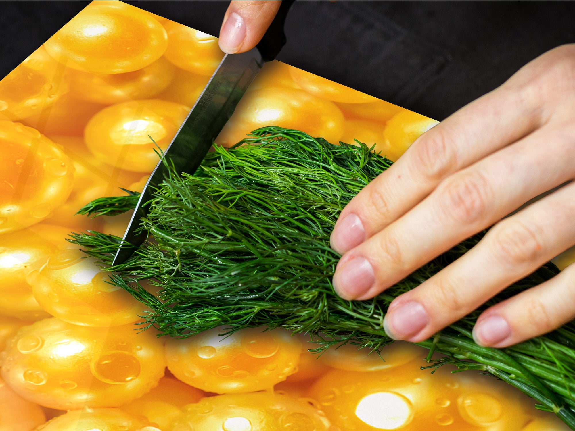 UNIQUE Tempered GLASS Kitchen Board – Impact & Scratch Resistant Cooktop cover – SINGLE: 80 x 52 cm; DOUBLE: 40 x 52 cm; DD39 Colourful Variety Series: Shiny yellow surface