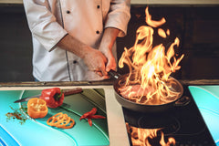 UNIQUE Tempered GLASS Kitchen Board – Impact & Scratch Resistant Cooktop cover – SINGLE: 80 x 52 cm; DOUBLE: 40 x 52 cm; DD39 Colourful Variety Series: Colourful wavy pattern