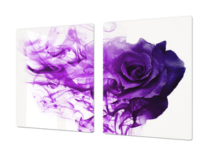 Induction Cooktop Cover – Glass Cutting Board- Flower series DD06B Purple rose