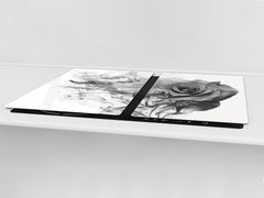 Cubierta de placa de inducción - Tabla para cortar vidrio - Serie de flores DD06B Rosa gris