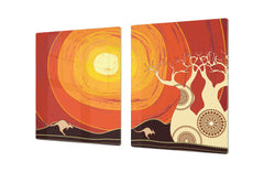 HUGE TEMPERED GLASS CHOPPING BOARD ; Moroccan design Series DD21 Baobab Tree