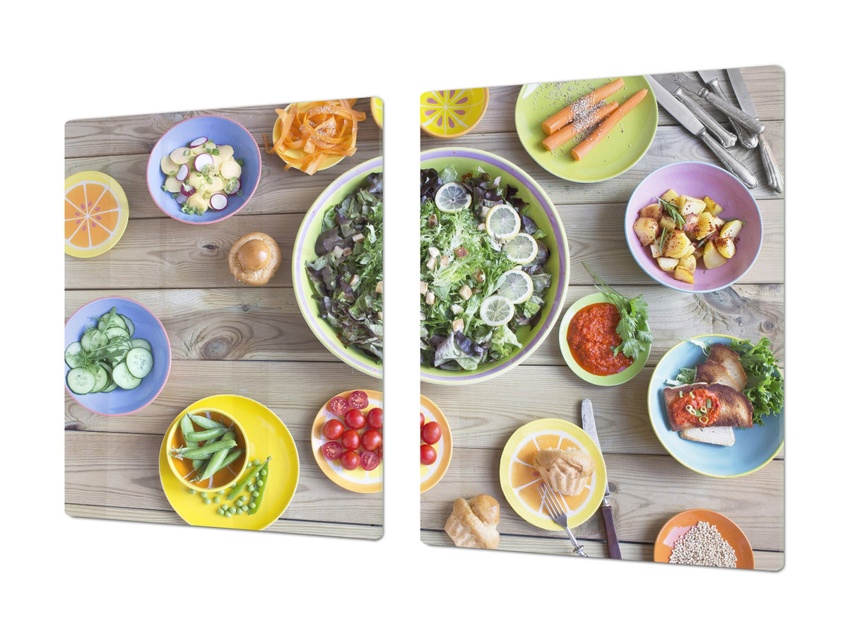 BIG KITCHEN BOARD & Induction Cooktop Cover – Glass Pastry Board - Food series DD16 Vegetable salad