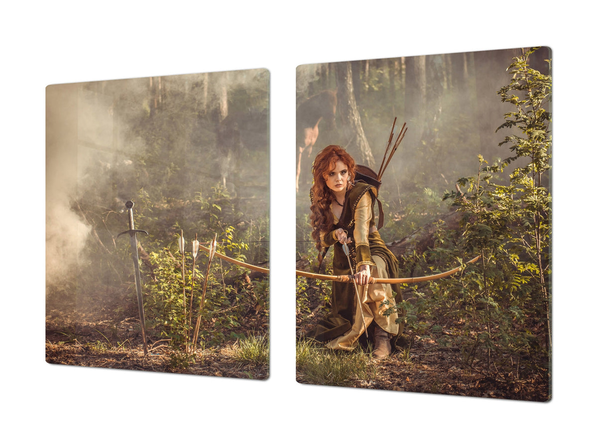 Induction Cooktop Cover – Glass Worktop saver: Fantasy and fairy-tale series DD18 Robin Hood's girlfriend