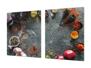 Schneidbrett aus Hartglas und schützende Arbeitsoberfläche – Schneideplatten: Sehr groß Küchenbrett aus Hartglas und Kochplattenabdeckung; spice series DD03B: Asian spices 6
