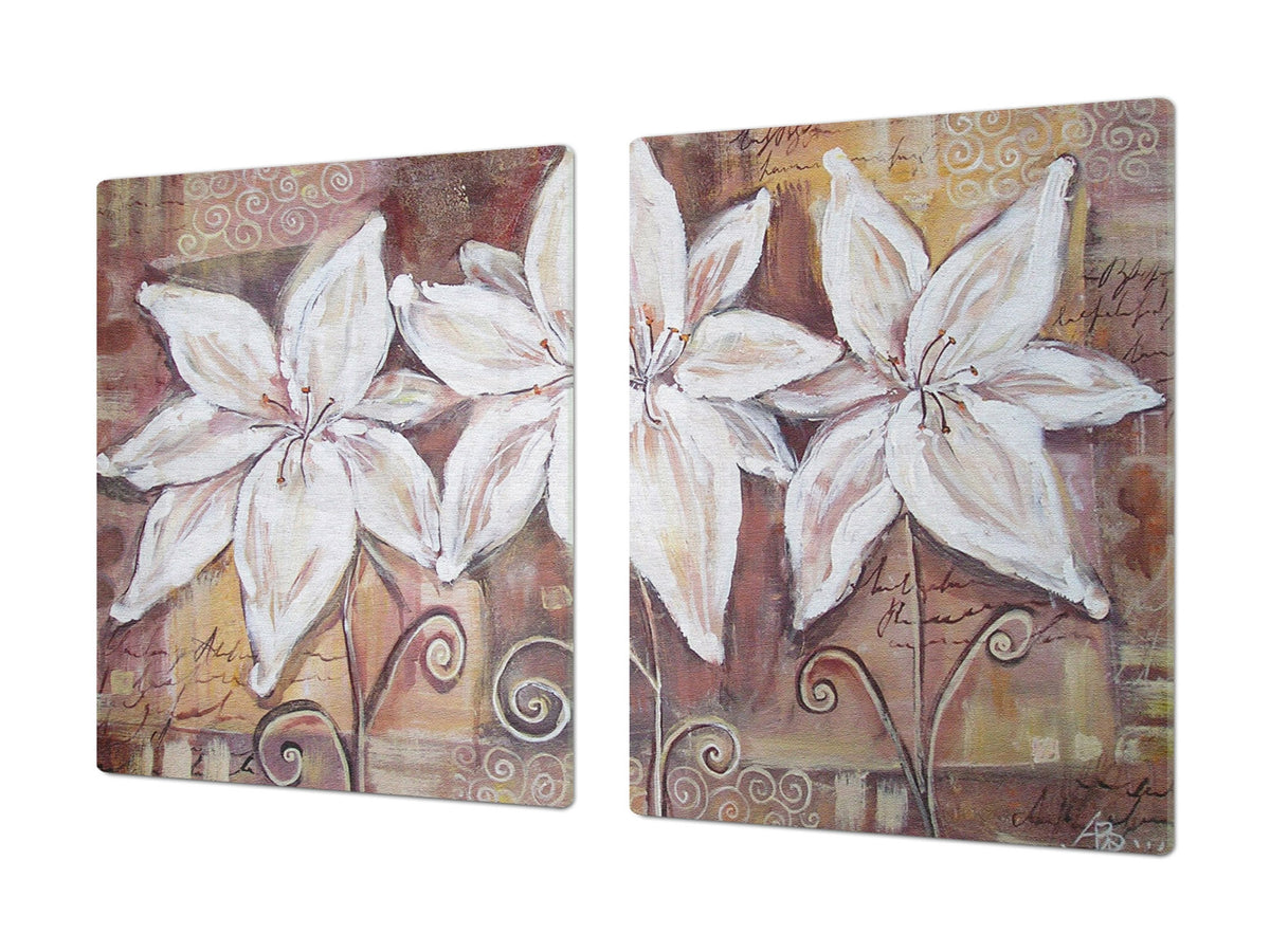 Induction Cooktop Cover – Glass Cutting Board- Flower series DD06B Flowers 3