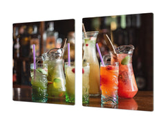 LARGE CUTTING BOARD and Cooktop Cover – Worktop saver;  Drinks  Series  DD11 Colorful drinks 2