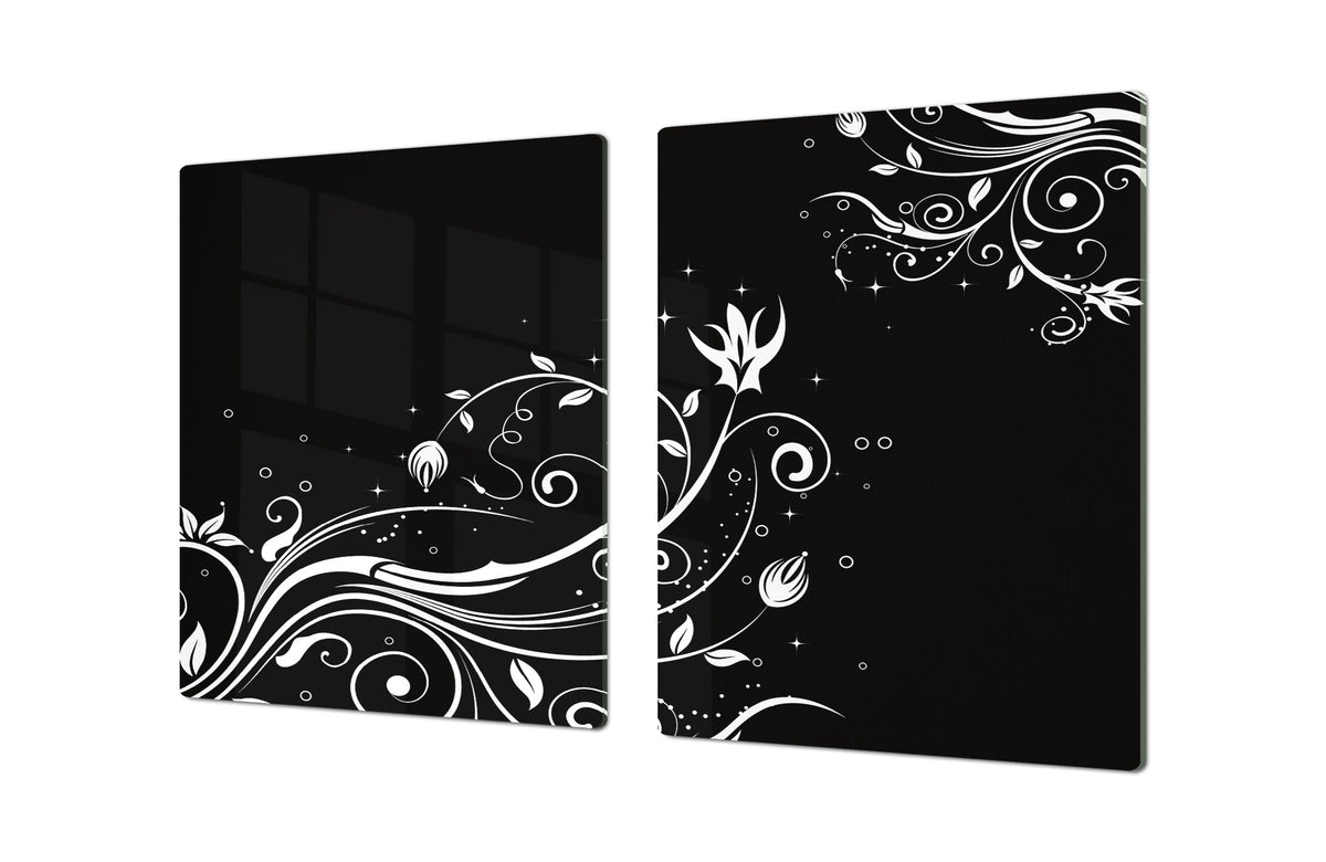 ENORMOUS  Tempered GLASS Chopping Board - Flower series DD06A White flower