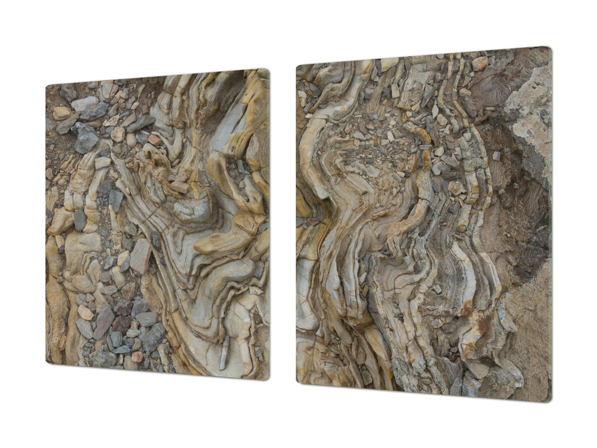 Impact & Scratch Resistant Glass Cutting Board and worktop saver; Texture Series DD20 Stones