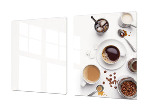 Sehr groß Küchenbrett aus Hartglas und Induktionskochplattenabdeckung; Coffee series DD07: Coffee 7
