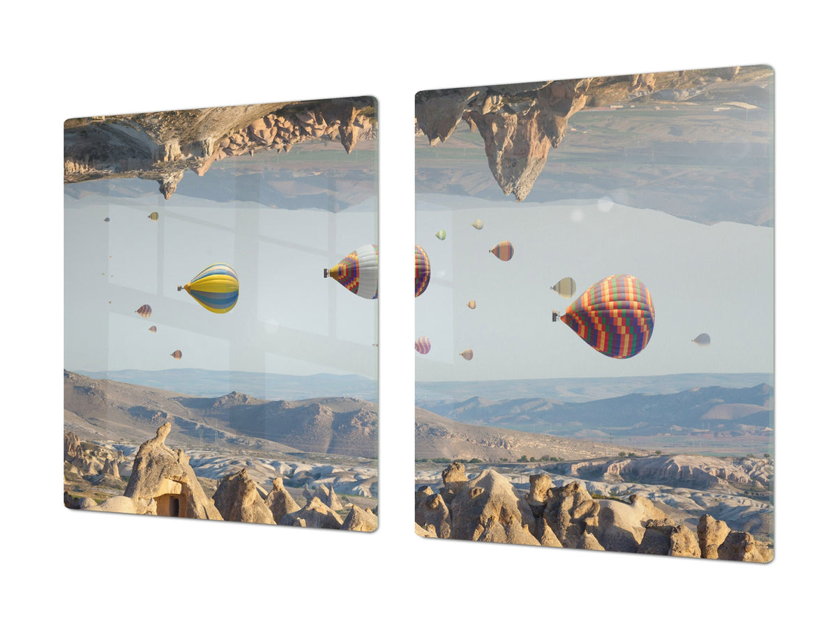 Induction Cooktop Cover – Glass Worktop saver: Fantasy and fairy-tale series DD18 Balloon flight