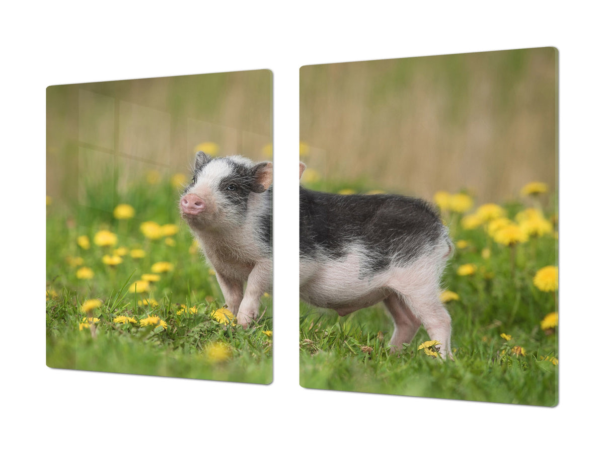 Gigantic Worktop saver and Pastry Board - Tempered GLASS Cutting Board Animals series DD01 Piggy