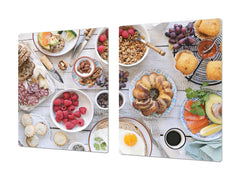 BIG KITCHEN BOARD & Induction Cooktop Cover – Glass Pastry Board - Food series DD16 Breakfast 5