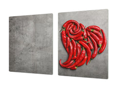 UNIQUE Tempered GLASS Kitchen Board Fruit and Vegetables series DD02 I love the peppers