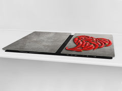 UNIQUE Tempered GLASS Kitchen Board Fruit and Vegetables series DD02 I love the peppers