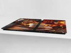 Worktop saver and Pastry Board – Glass Kitchen Board- Coffee series DD07 Coffee with cinnamon