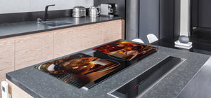 Worktop saver and Pastry Board – Glass Kitchen Board- Coffee series DD07 Coffee with cinnamon