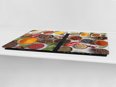 Schneidbrett aus Hartglas und schützende Arbeitsoberfläche – Schneideplatten: Sehr groß Küchenbrett aus Hartglas und Kochplattenabdeckung; spice series DD03B: Mosaic of spices 9