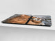 Gigantic Worktop saver and Pastry Board - Tempered GLASS Cutting Board Animals series DD01 Dog with a cat