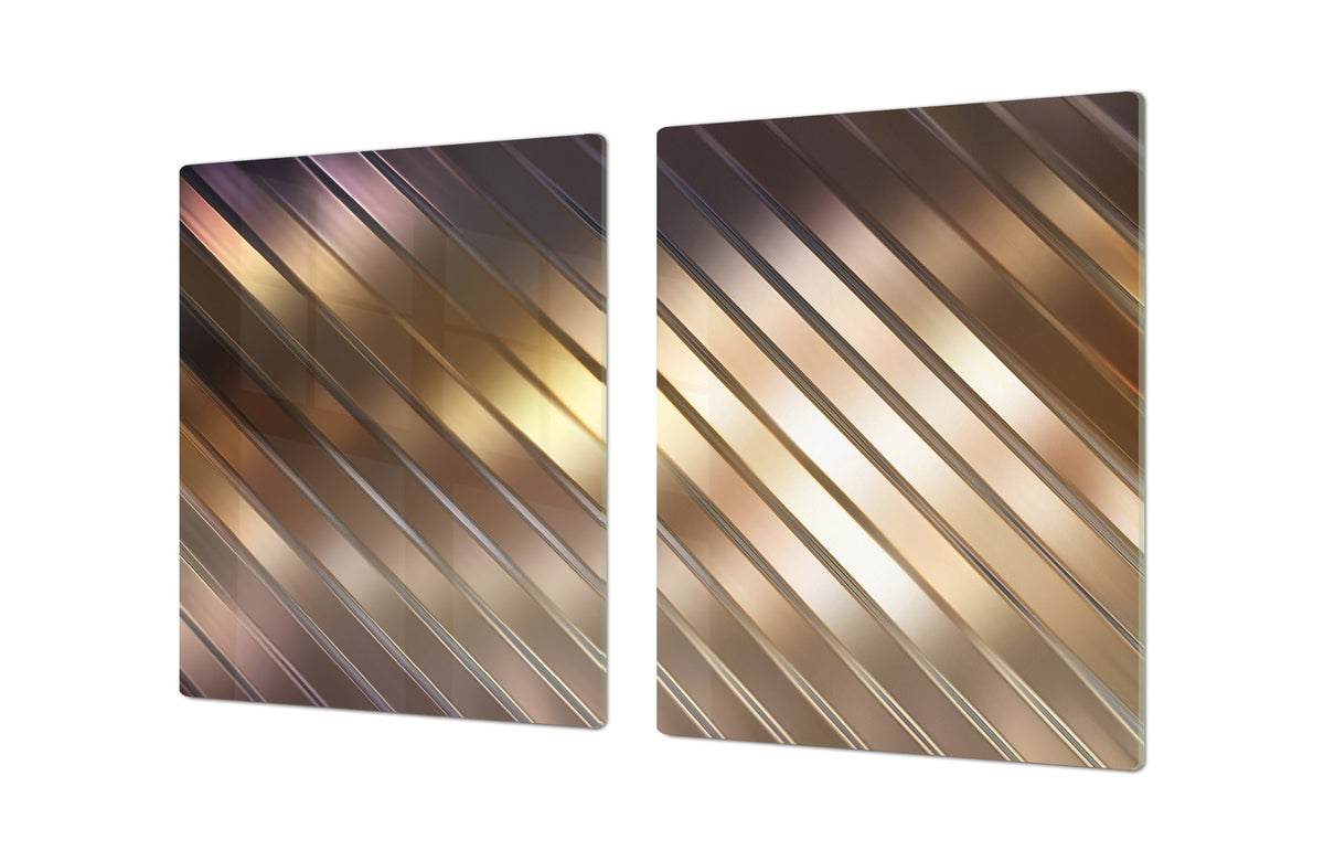 Gigantic Worktop saver and Pastry Board - Tempered GLASS Cutting Board - MEASURES: SINGLE: 80 x 52 cm; DOUBLE: 40 x 52 cm; DD38 Golden Waves Series: Elegant golden background