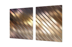 Gigantic Worktop saver and Pastry Board - Tempered GLASS Cutting Board - MEASURES: SINGLE: 80 x 52 cm; DOUBLE: 40 x 52 cm; DD38 Golden Waves Series: Elegant golden background
