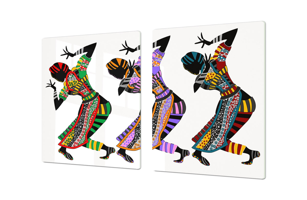 HUGE TEMPERED GLASS COOKTOP COVER - Egyptian Series DD15 Folklore dance