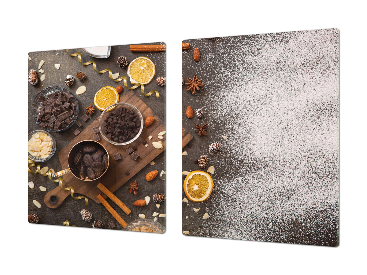 Tempered GLASS Cutting Board - Glass Kitchen Board; Cakes and Sweets Serie DD13 Sweets 4