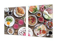 BIG KITCHEN BOARD & Induction Cooktop Cover – Glass Pastry Board - Food series DD16 Breakfast 8