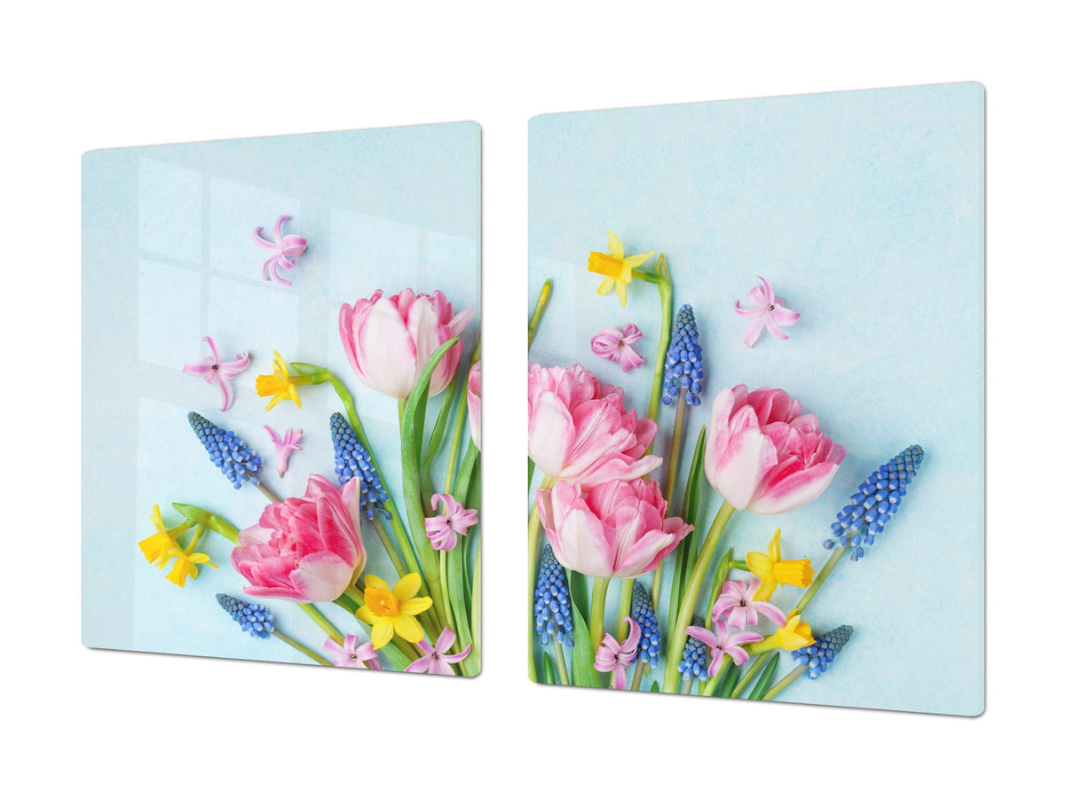 Induction Cooktop Cover – Glass Cutting Board- Flower series DD06B Bouquet