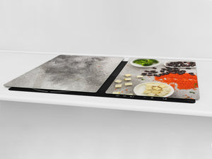 BIG KITCHEN BOARD & Induction Cooktop Cover – Glass Pastry Board - Food series DD16 Salad