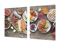 BIG KITCHEN BOARD & Induction Cooktop Cover – Glass Pastry Board - Food series DD16 Breakfast 6