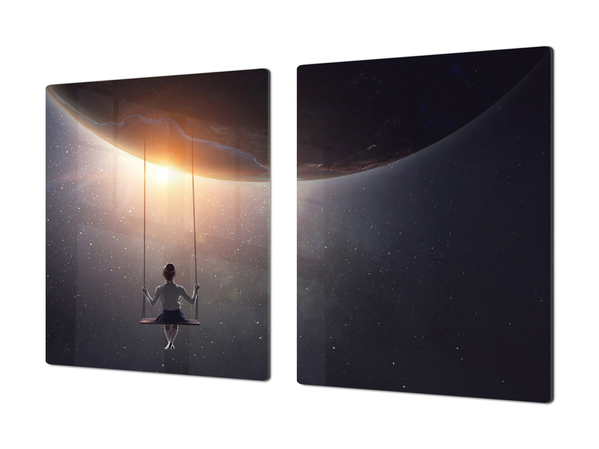 Induction Cooktop Cover – Glass Worktop saver: Fantasy and fairy-tale series DD18 Swing in cosmos