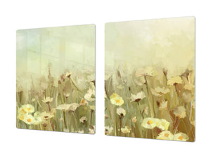 Enorm Schneidbrett aus Hartglas und schützende Arbeitsoberfläche; Flower series DD06B: Daisies