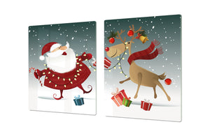 GIGANTE tagliere – Proteggi-piano di lavoro e spianatoia; DD30 Serie di Natale: Babbo Natale con Rudolf