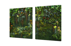 HUGE Cutting Board – Worktop saver and Pastry Board – Glass Kitchen Board DD37 Vintage leaves and patterns Series: Rich green fern