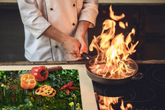 HUGE Cutting Board – Worktop saver and Pastry Board – Glass Kitchen Board DD37 Vintage leaves and patterns Series: Rich green fern