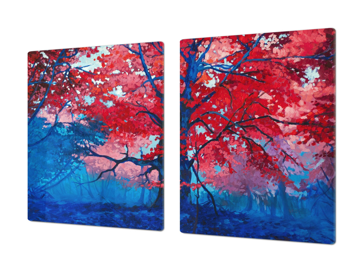 Induction Cooktop Cover – Glass Cutting Board- Flower series DD06B Autumnal tree