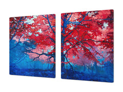 Induction Cooktop Cover – Glass Cutting Board- Flower series DD06B Autumnal tree