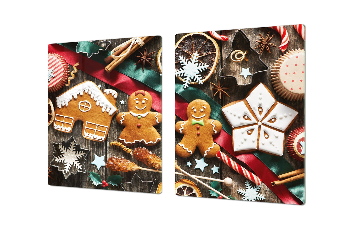 HUGE TEMPERED GLASS COOKTOP COVER - DD30 Christmas Series: Christmas girls