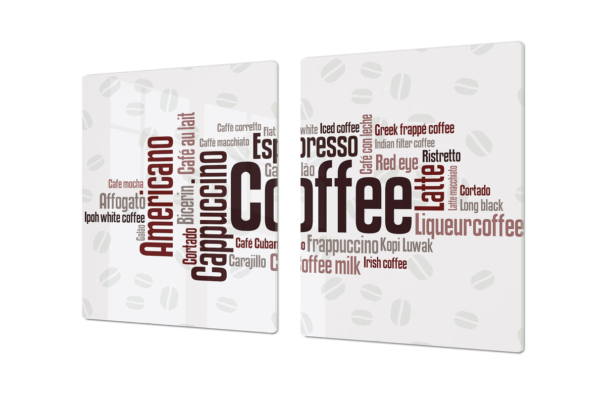 GIGANTIC CUTTING BOARD and Cooktop Cover - Expressions Series DD17 Wordcloud of coffee