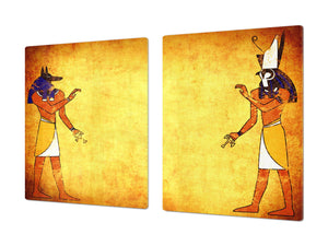HUGE TEMPERED GLASS COOKTOP COVER - Egyptian Series DD15 Hieroglyphs 5