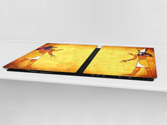 HUGE TEMPERED GLASS COOKTOP COVER - Egyptian Series DD15 Hieroglyphs 5