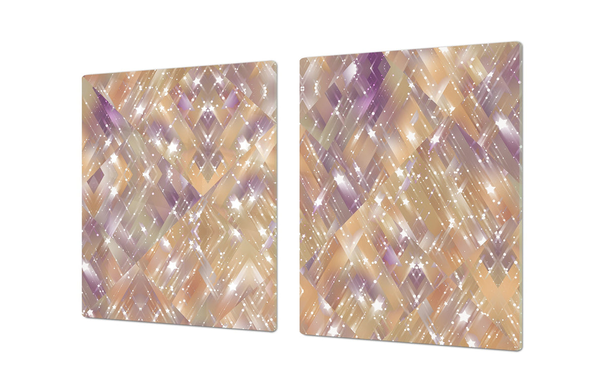 UNIQUE Tempered GLASS Kitchen Board – Impact & Scratch Resistant Cooktop cover – SINGLE: 80 x 52 cm; DOUBLE: 40 x 52 cm; DD39 Colourful Variety Series: Vintage mosaic