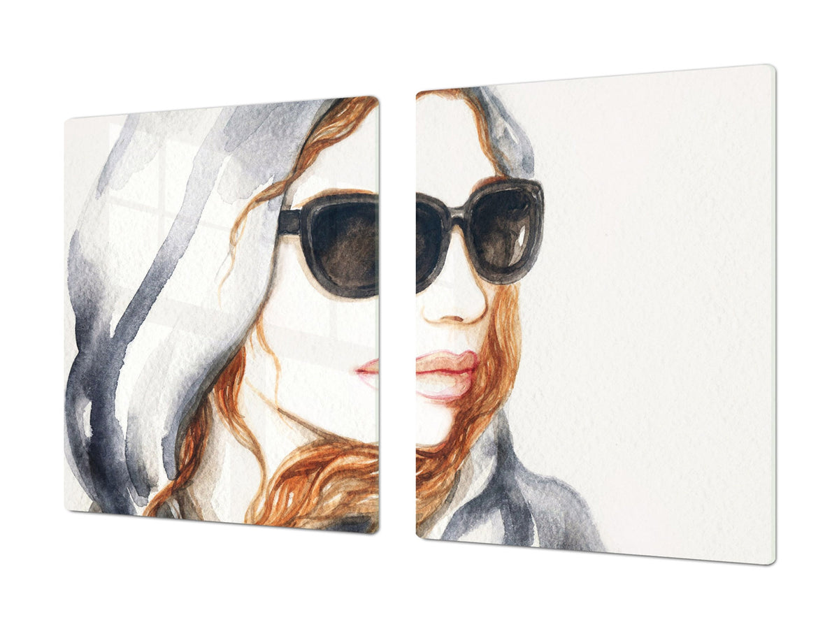 Planche à découper en verre trempé - Couvre-cuisinière, Série: GÉANT Protège-plan de travail et planche à pâtisserie; Série: Série extérieure DD19: Femme 8